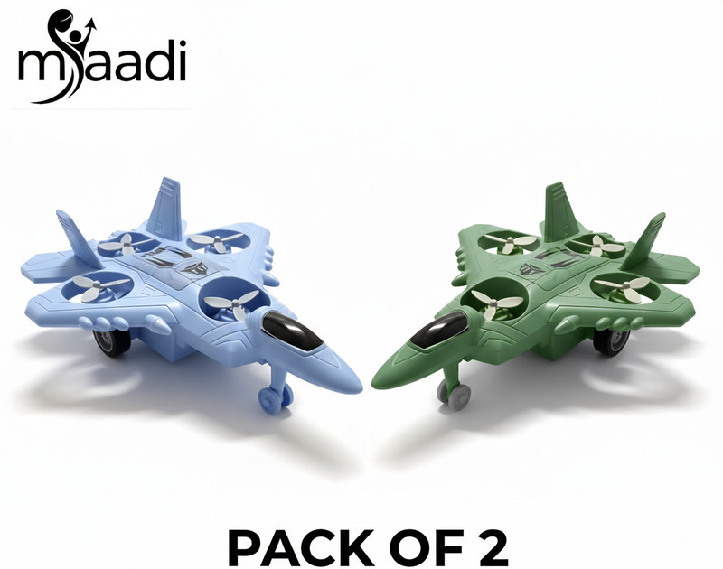 Maadi Pack of 2 Push-Pull Fighter Jet Airplane - Best Aircraft Toy Birthday Gift Set(green , blue, Pack of: 2)
