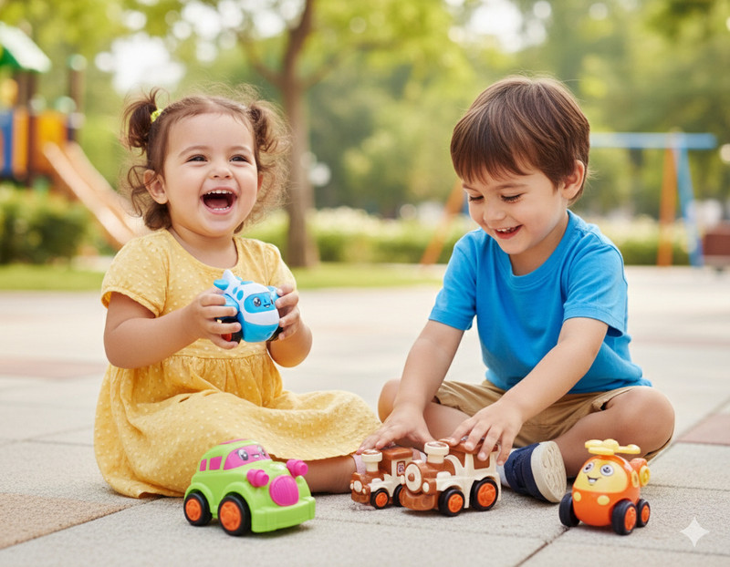 Have Fun Unbreakable 4 Pcs Pull Back Car Plane Helicopter Train Toy Set for Boys & Girls(Multicolor, Pack of: 4)