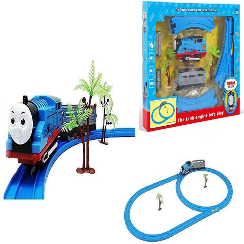 KTRS Mini Tomass Train Battery Operated Train Toys Track Set for Kids (Blue Color)(Multicolor)