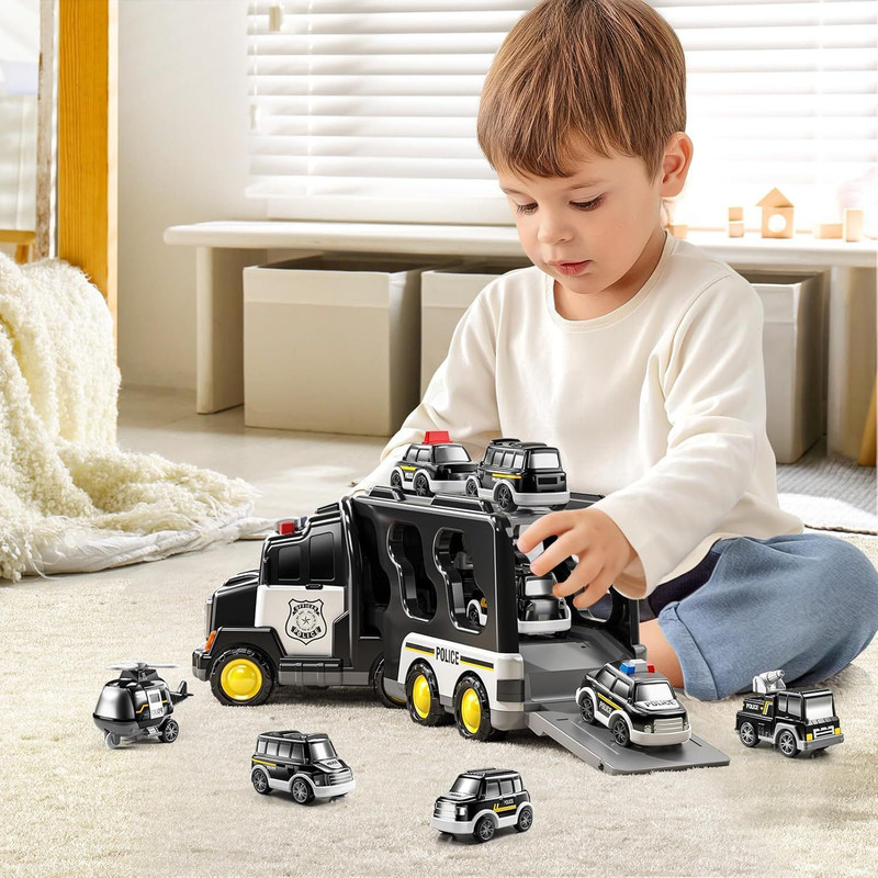 CountryLink Police Truck Toys Police Rescue Vehicle Car With Sound-Light(Black, Pack of: 1)