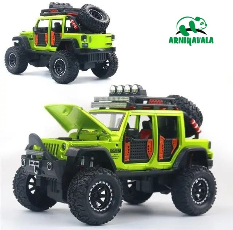 ARNIYAVALA 1:24 Jeeps Wrangler Rubicon Alloy Pickup Jeep Model Diecasts Metal Off road toy(Green)