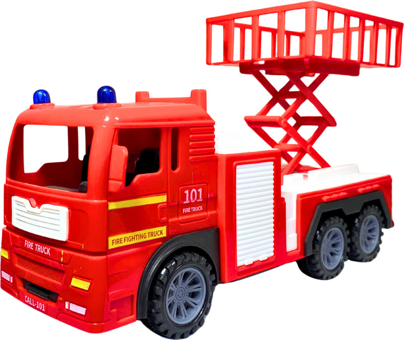 TOYTOPIO Fire Truck Toy for Kids | Friction Vehicle with Rotating Ladder & Wheels(Red, Pack of: 1)
