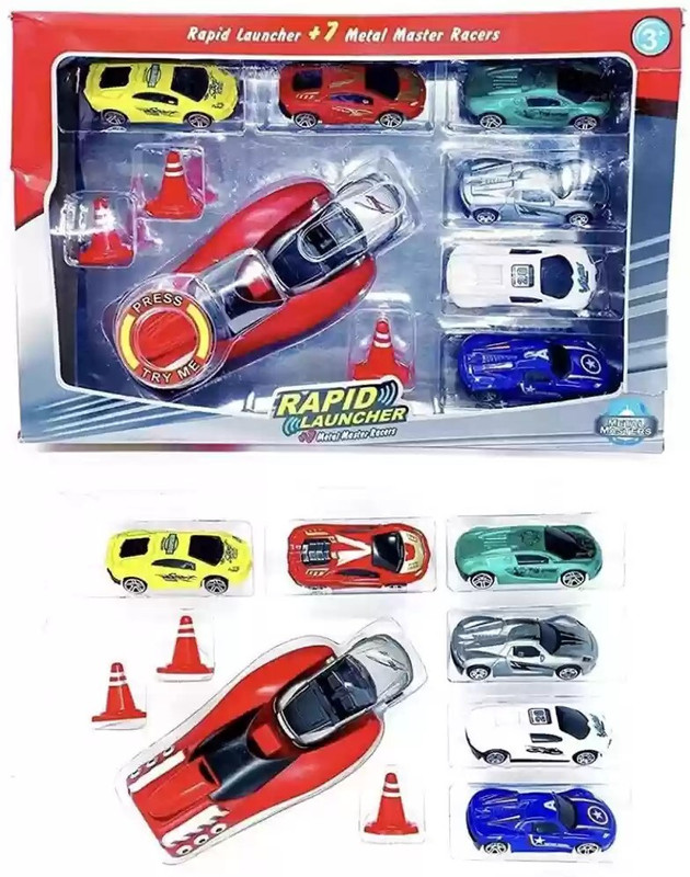 VD TOY'S Kids Rapid launcher car with 7 metal racer car rapid(Multicolor, Pack of: 1)