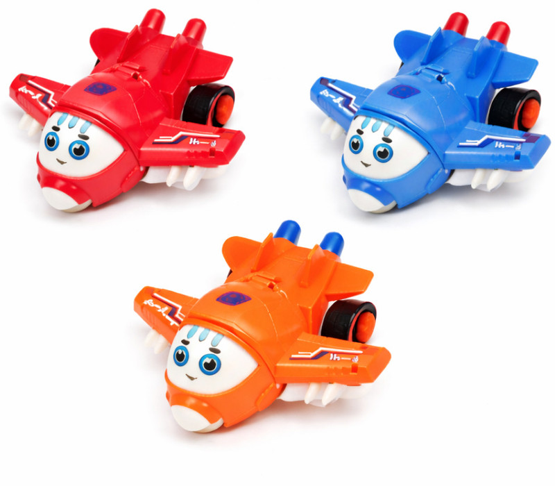 Flipclick Robot Airplane Toy for Kids, Push & Go, No Battery, Gift Toy for Boys & Girls(Multicolor, Pack of: 3)