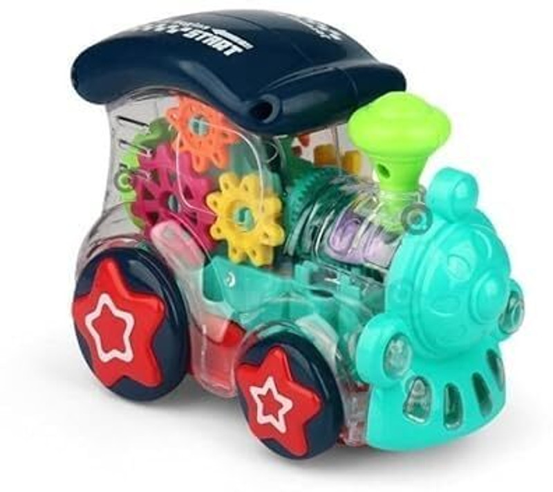 Lacasada New Play Toy Plastic Transparent Gear Train Car Musical and 3D Lights Toy(Multicolor)