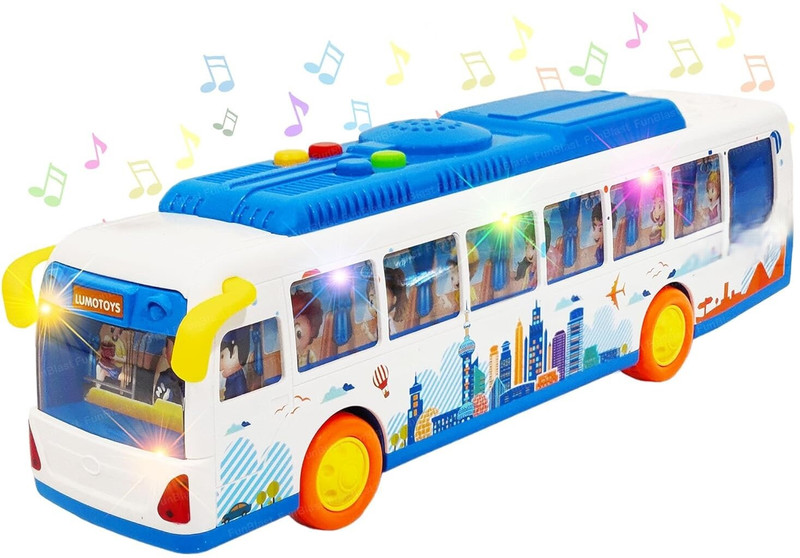 FunBlast Musical Bus Toy for Kids – B/O Light & Sound Bus with 3D Lights for Boys & Girls(Multicolor)