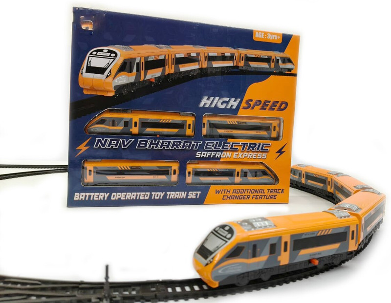 SARASI Nav Bharat Electric Train 23 Pc Set with Track Changer & Best Graphics Body(Orange)