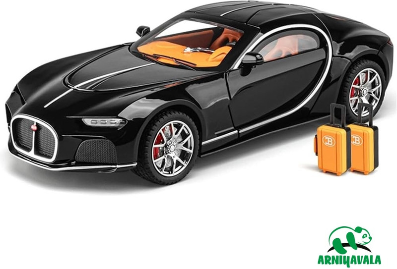 FUNABLO Model Car 1/24 Bugatti Toy Car, Atlantic Alloy Die Cast Cars Model Car for Kids(Silver+Blue)