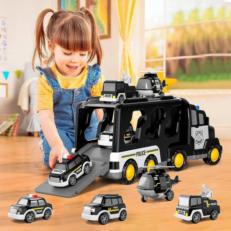 CountryLink Police Truck Toys Set Of 5 In 1 Rescue Police Vehicles(Black, Pack of: 1)