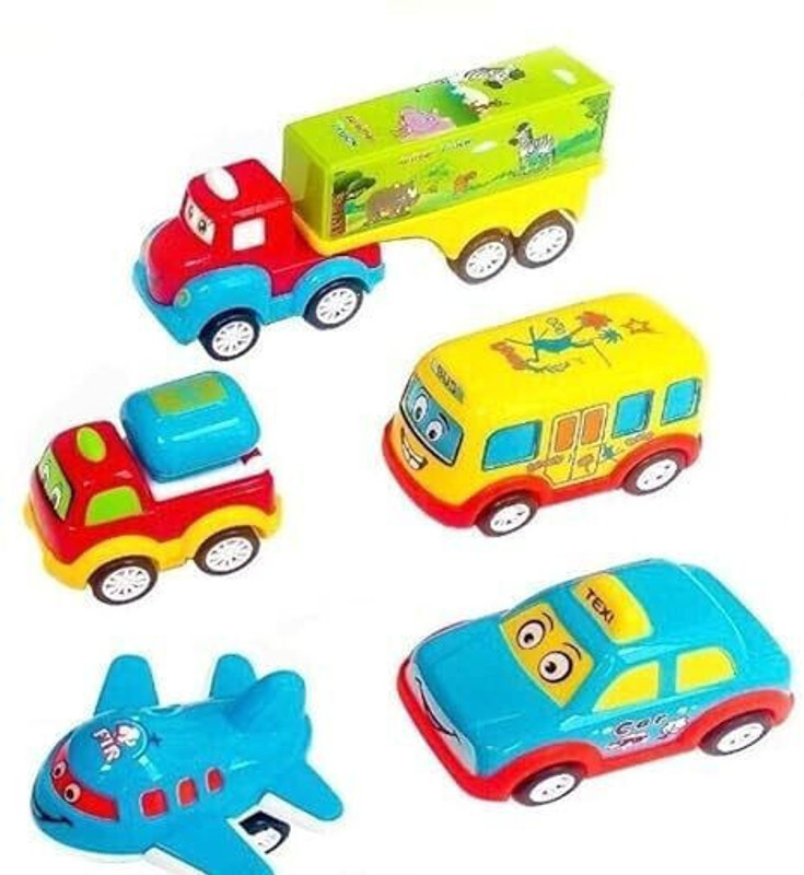 Time 2 toys Fun Auto Unbreakable Pull Back Transportation Vehicle(Multicolor, Pack of: 5)