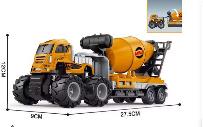 DIANOR cement mixer Truck Construction Vehicle Pull Back Engineering Diecast AlloyModel(Yellow, Pack of: 1)