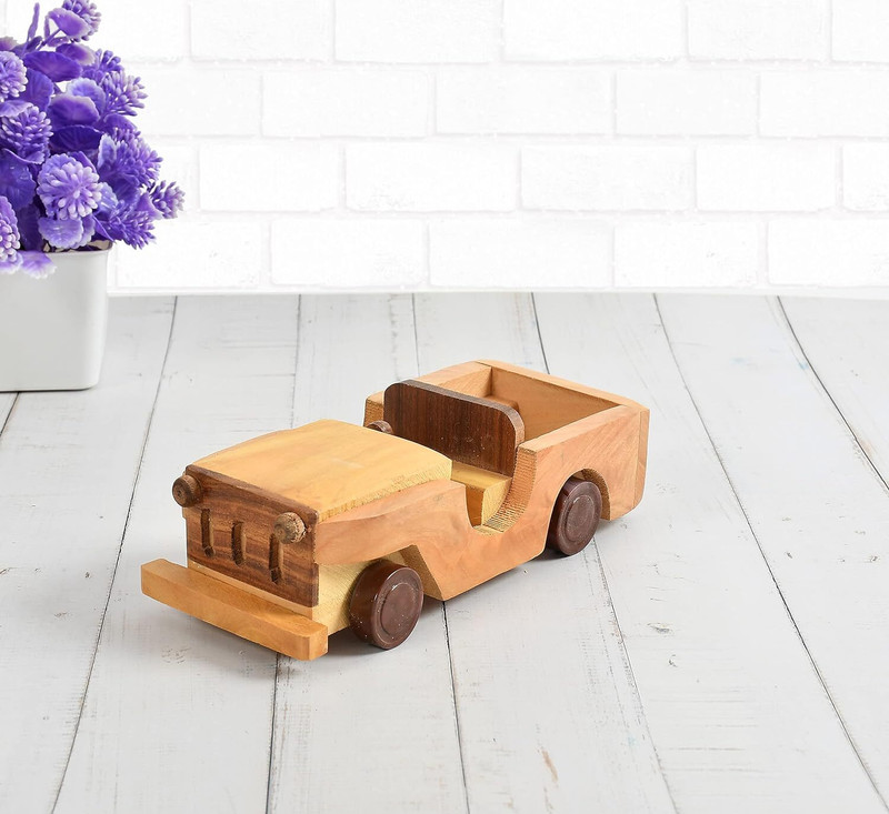 RUSHVILLE Wooden Vintage Open Car Jeep Best Wooden Toy Gift for Kids Wooden(Brown, Pack of: 1)