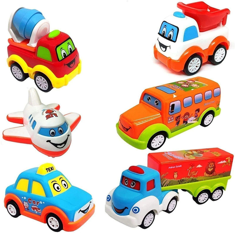 weegly Unbreakable Pull Back Vehicles| Push and Go Crawling Toy for Kids(Multicolor, Pack of: 6)