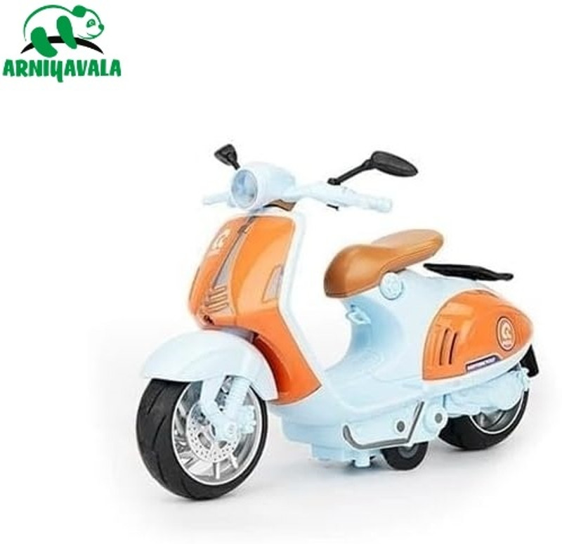 ARNIYAVALA Little Sheep Scooter Pull Back with Music Lighting Latte Motorcycles Toy(Sky blue)