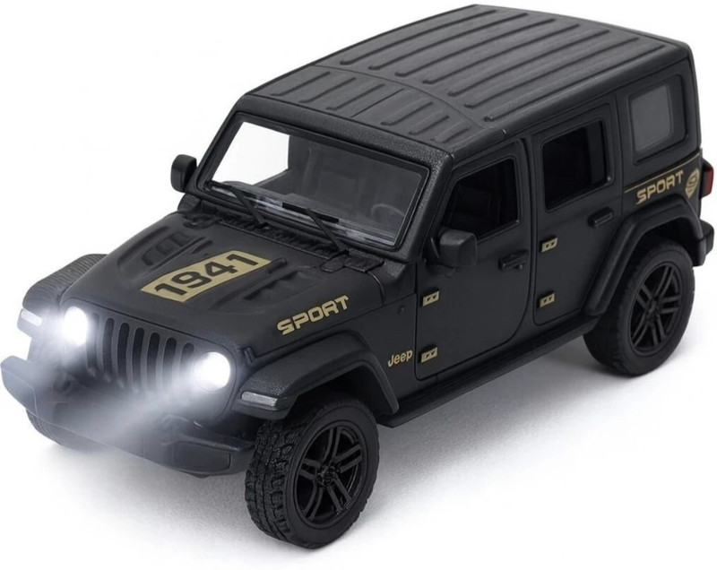 kidcraze Rubicon jeep metal car Openable Doors & Pull-Back toys for kids 1:32 scale(Black, Pack of: 1)