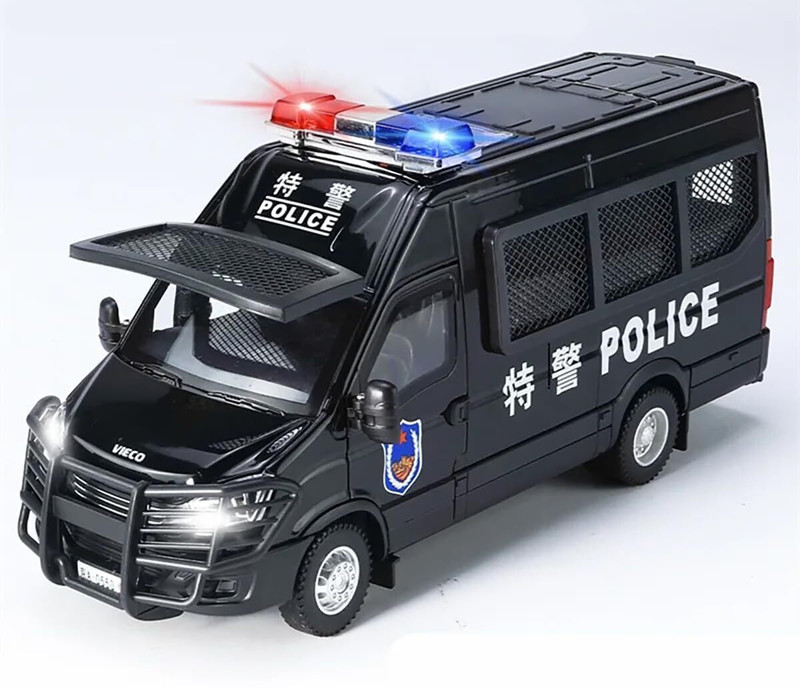 deoxy 1:24 Scale Police Van Metal Pull Back Die-cast Car Model with Sound Light(Black, Pack of: 1)