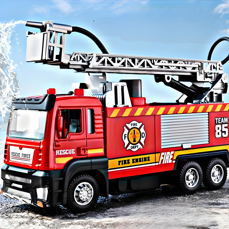 Zoddler Fire Truck Toy with Water Pump, Extendable Ladder, Light & Siren, Openable Doors(Multicolor)