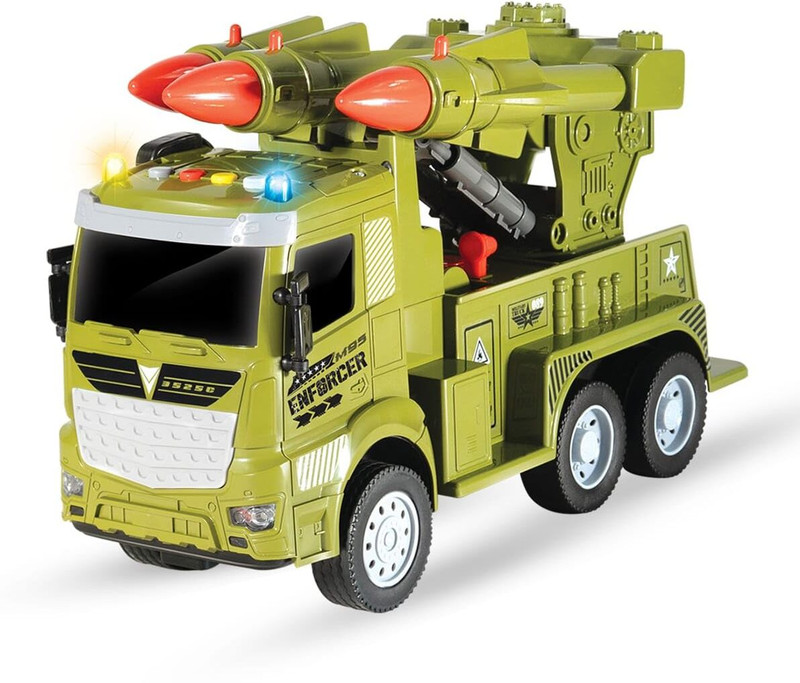 Prajapati Palace Missile Launcher Truck Military Vehicle Lights Sounds Pull Back Car metal(Multicolor, Pack of: 1)