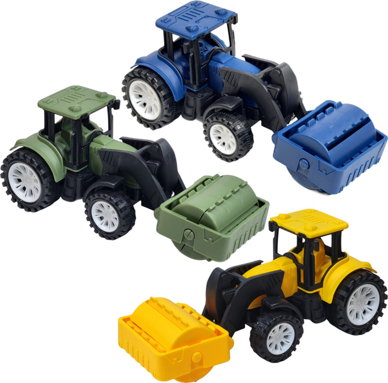 BABRO Friction Power Road Roller Vehicle Toys for Kids, 2 Pcs Push & Go Vehicle Toy(Yellow, Green, Pack of: 2)