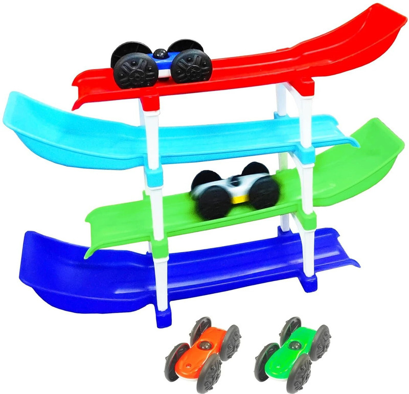 MY BABY LOVE A PERFECT CARE 4 Level Colorful Ramp Race Track Toy Set-Flip and Go Race Car-4 Cars,4 Ramp Race(Multicolor, Pack of: 8)