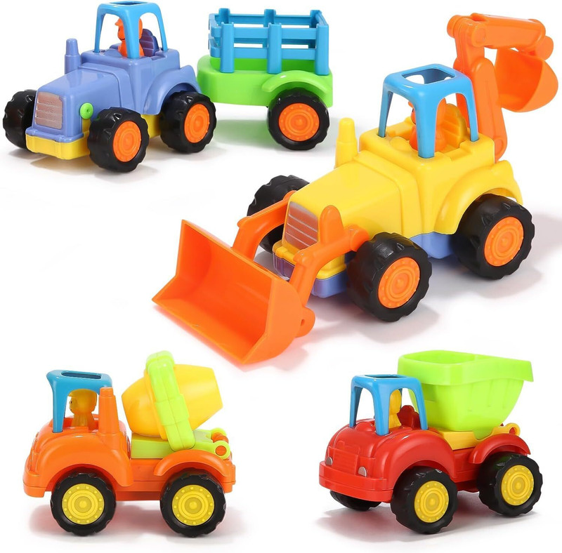 Mubco Push and Go Colorful Automobile Construction Truck Vehicle Car Toys Kids Gift(Multicolor, Pack of: 4)