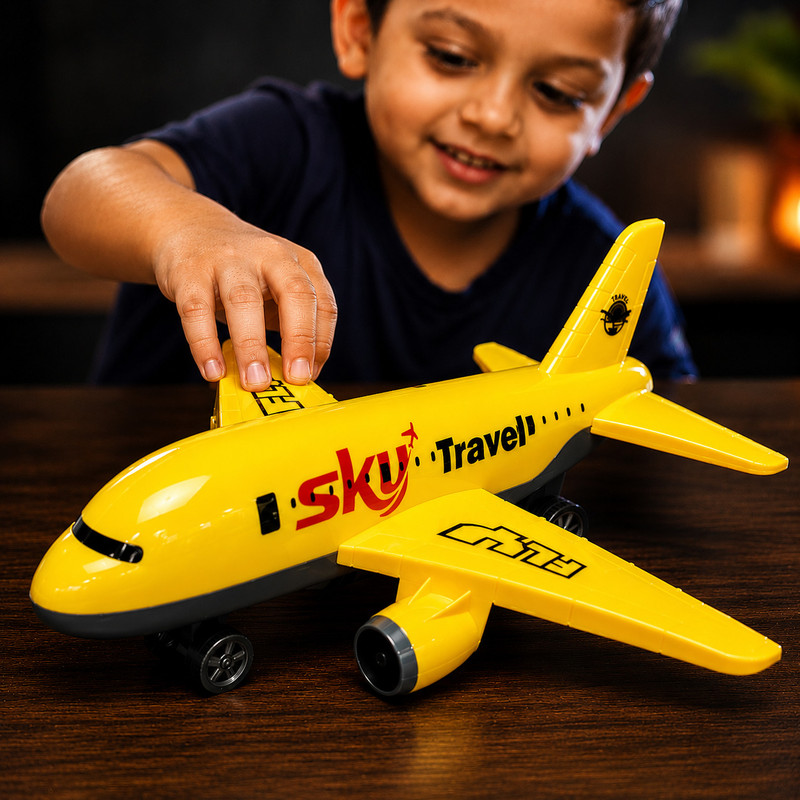 Toyify Sky Travel Big Size Friction Aeroplane Toys for Kids | Push & Go Airplane toy(Yellow, Pack of: 1)