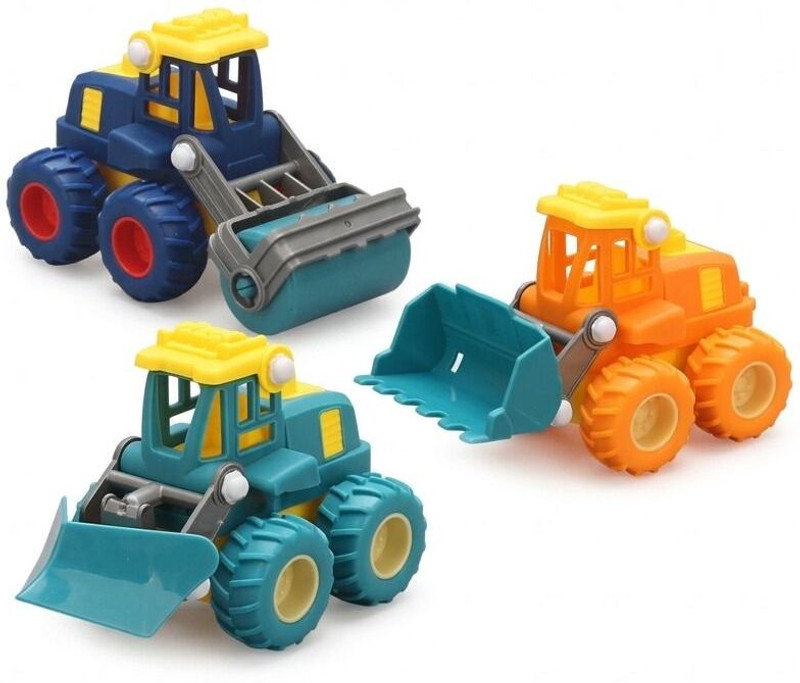 Infinite Variety 3-Pack Road Construction Toy Set - Friction Powered Roller & Loader(Multicolor, Pack of: 3)