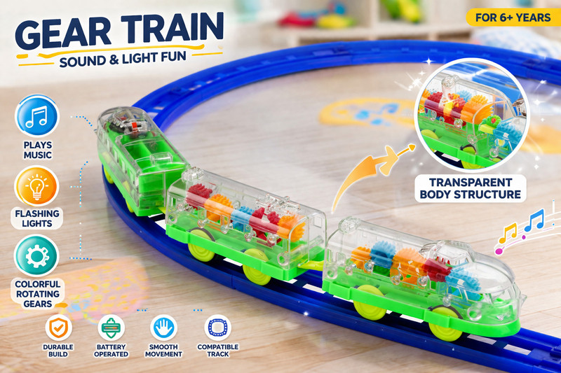SOFAB TRANSPARENT SOUND TRAIN WITH LIGHT MUSIC BIS APPROVED(CYAN, Pack of: 1)
