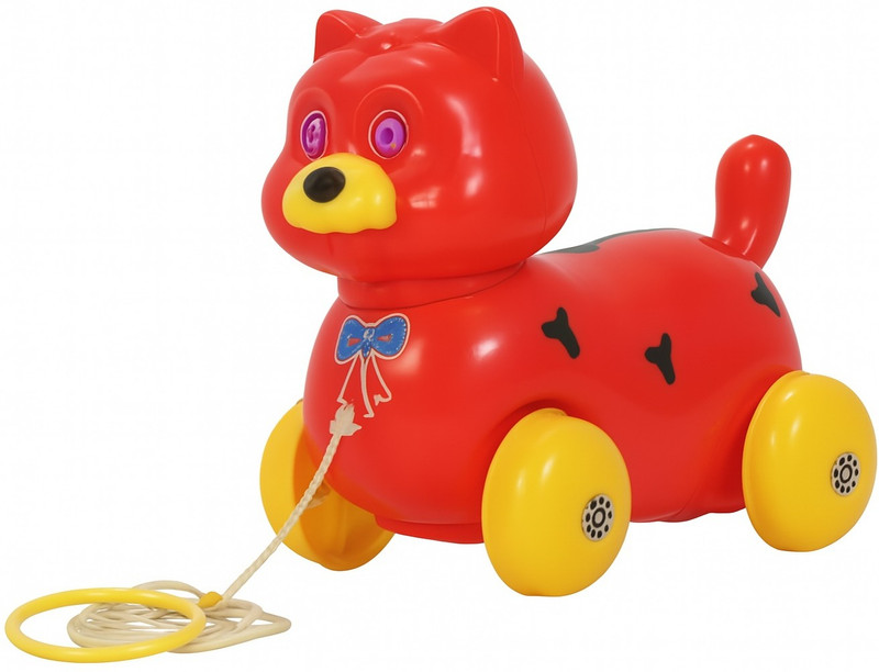 Pizzlys Cute Red Pull Along Puppy Toy with Yellow Wheels for Kids(Multicolor, Pack of: 1)