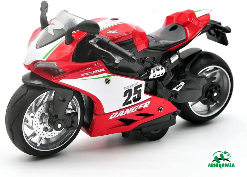 ARNIYAVALA 1:12 Scale Motorcycle Model Toy for Kids, Pull Back Vehicle for kids(Red, Pack of: 1)