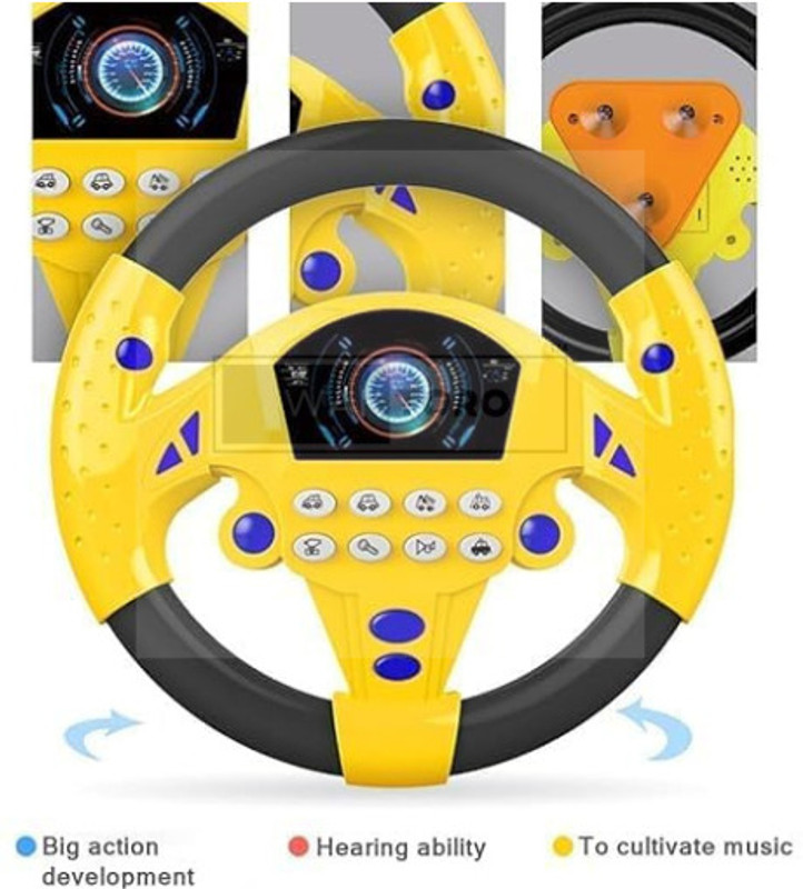 WAKTORO Kids Steering Wheel Toy with Lights & Sounds – Interactive Driving Simulator Toy(Multicolor, Pack of: 1)