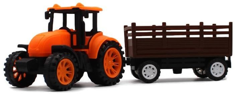 Srbn Enterprises Realistic Tractor Toy with Trolley – Safe Plastic Vehicle for Kids(Orange, Pack of: 1)