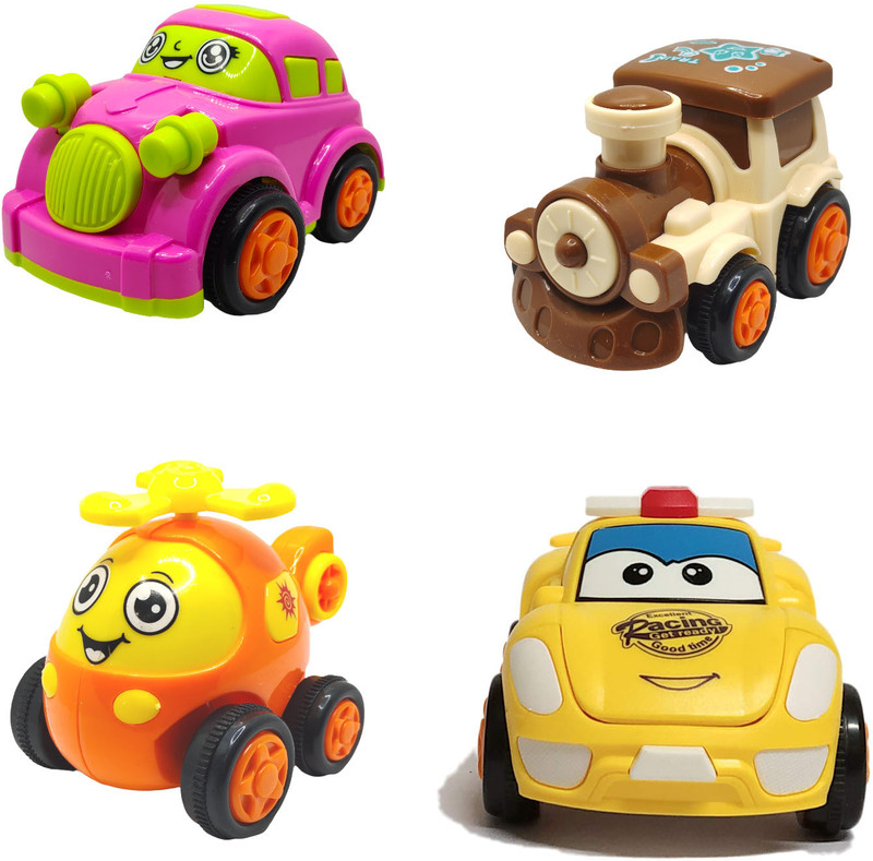 ZONEPIA Unbreakable Friction Powered Toy of Car, Train, Helicopter & Robot Car For Kids(SET80, Pack of: 4)