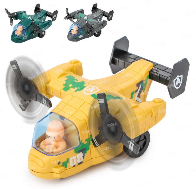 FIDDLERZ Plane Military Friction Powered Helicopter Fighter Jet Aircraft Toy for kids(Multicolor, Pack of: 1)