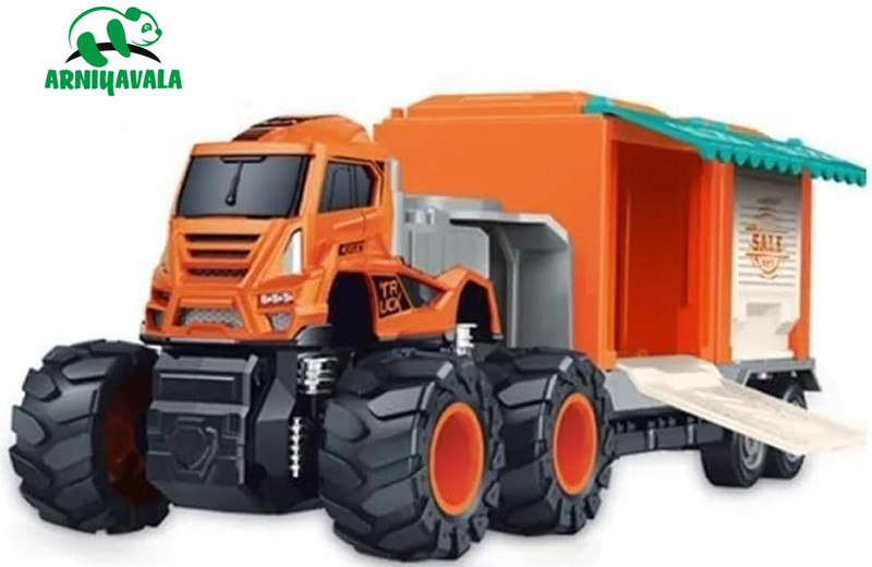 ARNIYAVALA 1:43 Food Cart Transport Truck Pull-Back and Go Diecast Miniature truck toy(Orange, Pack of: 1)