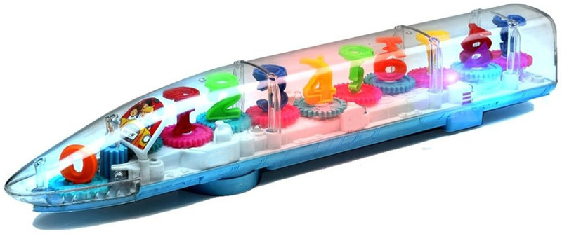 XQZMEE Battery Operated 3D Concept Gear Transparent Train Toy with LED Light and Music(Multicolor, Pack of: 1)