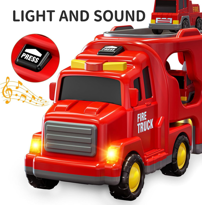 GKNEX new Fire Rescue Transport Truck Set Includes Fire Engines & Helicopter(Red, Pack of: 1)