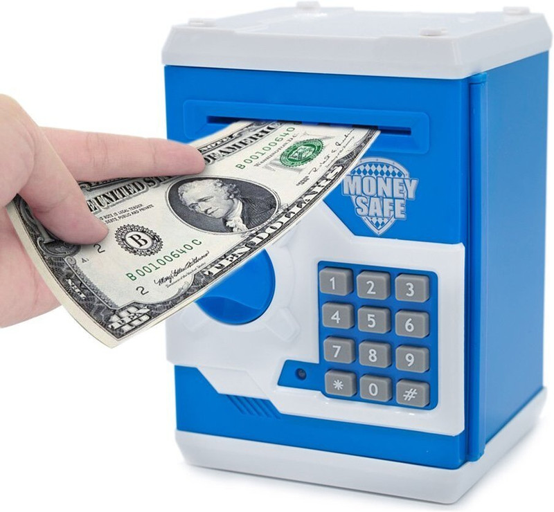 Pepstter Plastic Money Safe Kids Piggy Savings Bank with Electronic Lock(Blue)
