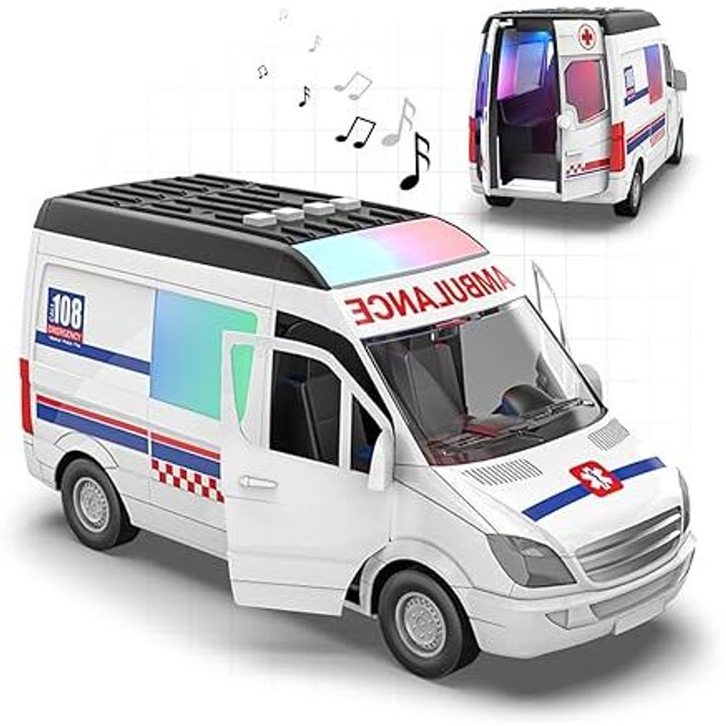Myrra Ambulance Big Toy Van for Kids with Multiple Emergency Siren Sound & Lighting(Multicolor, Pack of: 1)
