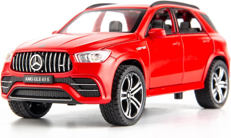 PEZYOX 1/32 scale AMG GLE 63S SUV Pull Back Car Model with Light and Sound for kids(Red)