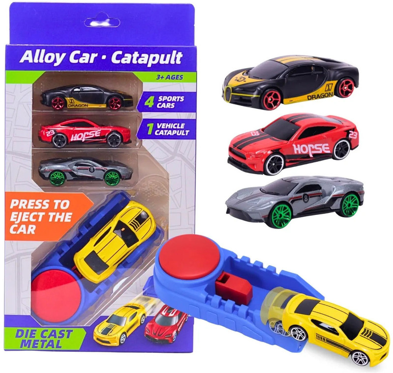 Toys N Smile Rapid Car Launcher Play Set Toy for Kids with 3 Die Cast Metal Stunt Car(Multicolor, Pack of: 1)