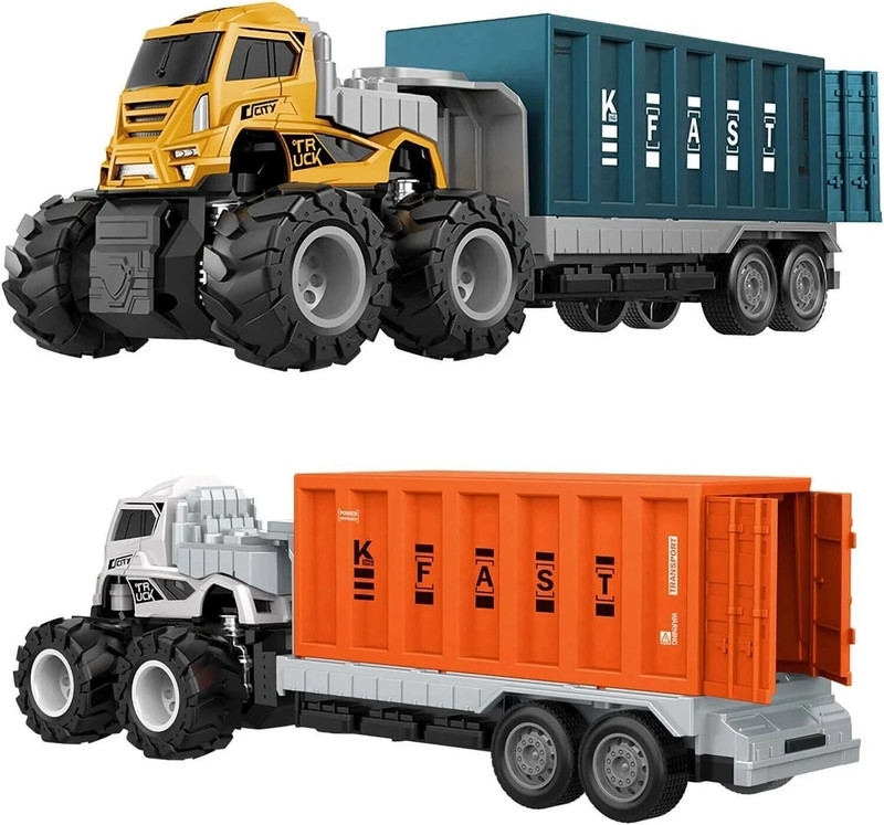 ISTOSY Die Cast Logistic Transport Truck Friction Powered Car Carrier Trailer Toy kids(Multicolor, Pack of: 1)