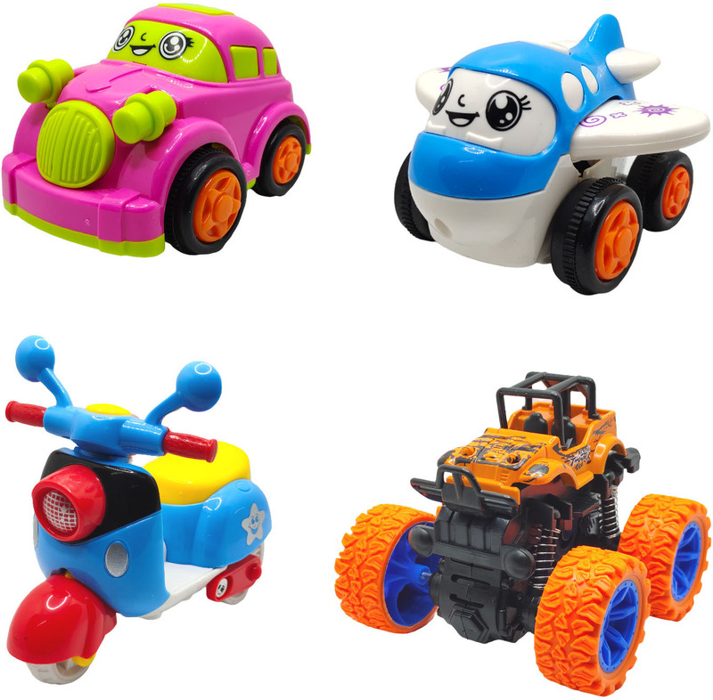 ZONEPIA Unbreakable Friction Powered Toy Set of Car, Plane, Scooter &Robot Plane For Kid(SET94, Pack of: 4)