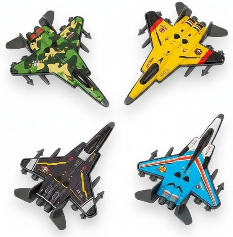 Alvero 4Pcs Pull Back Die-Cast Airplane Toy for Boys & Girls Metal Aircraft Fighter Jet(Multicolor, Pack of: 4)