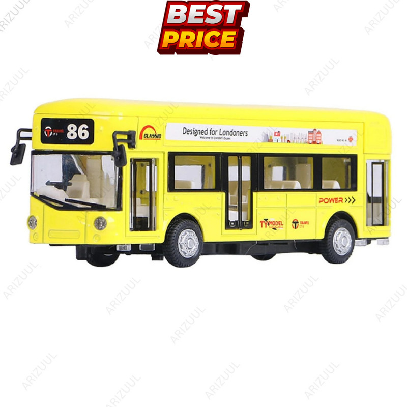 Arizuul Diecast London Bus Toy – Alloy Model Bus with Realistic Sound and Lights(Blue, Red, Yellow, Purple, Pack of: 1)