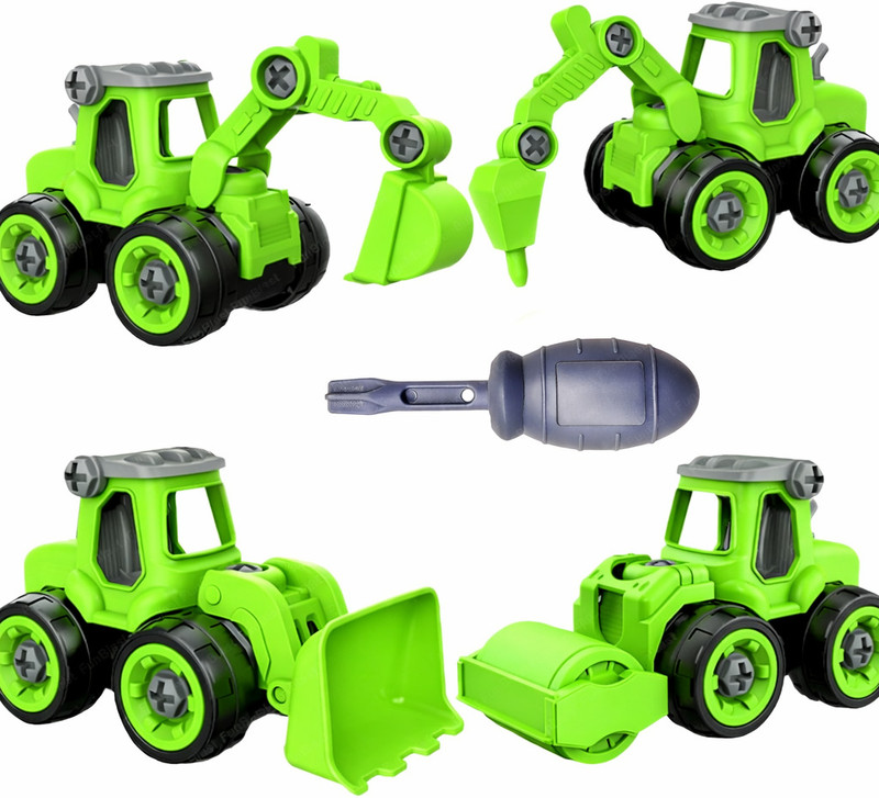 TOYZENZY Construction Vehicles Set, Pack of 4 Assembling & Building Construction Trucks(Green, Pack of: 4)