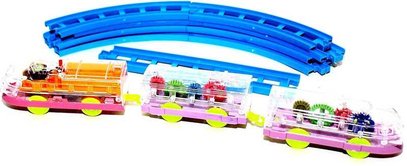 Dandur Track Train Vehicle 3D Light and Sound 360 Degree Rotation(Blue)