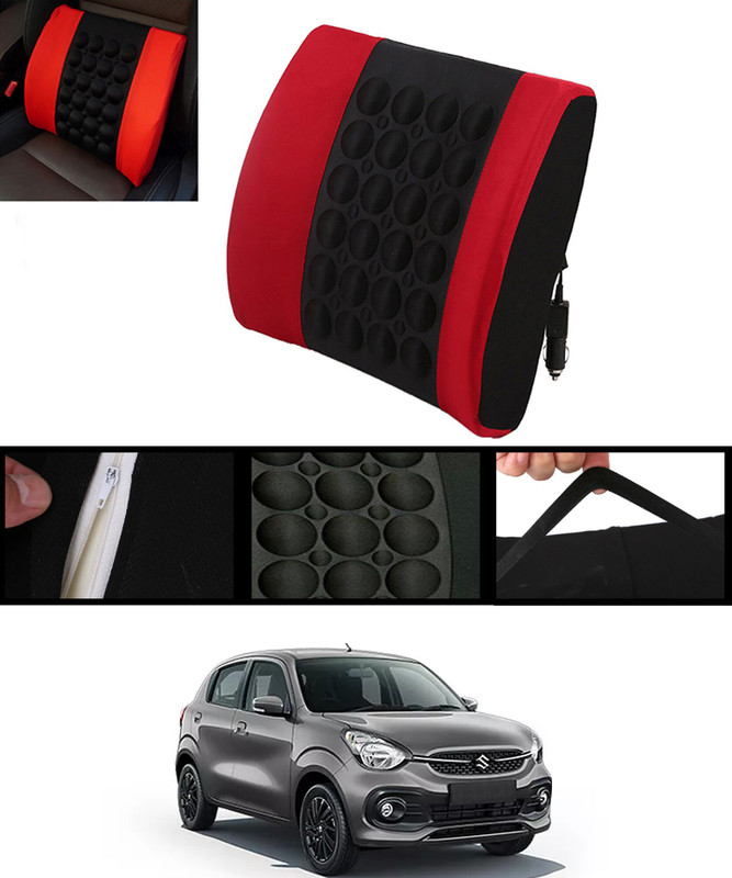 MATIES Nylon Seating Pad For  Maruti Celerio(Dotted Backrest With Massager Red & Black Red, Black)