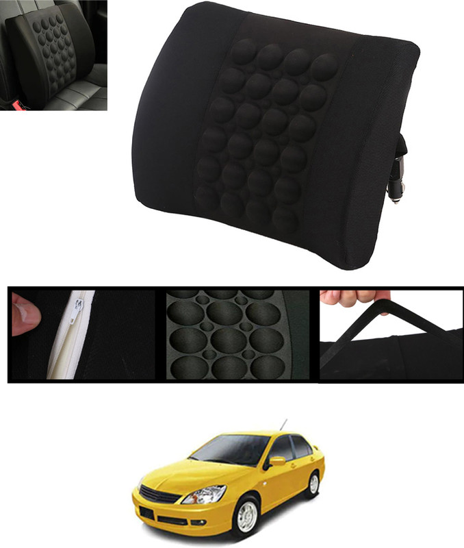 AYW Black Nylon Car Pillow Cushion for Mitsubishi(Square, Pack of 1)