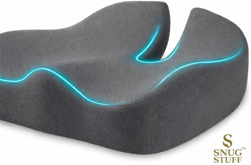 Snug Stuff Foam Seating Pad For Universal For Car Universal For Car(Orthopedic Tailbone Pain Relief | Car & Office Seating Support Grey)